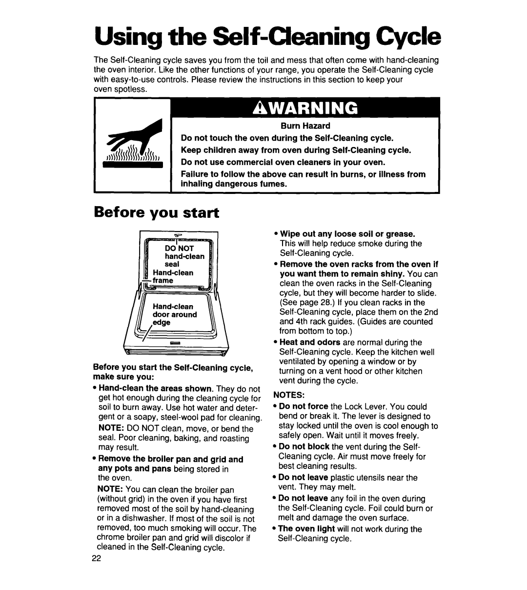 Whirlpool RF364PXD manual Using the Self-Cleaning Cycle, Before you start 