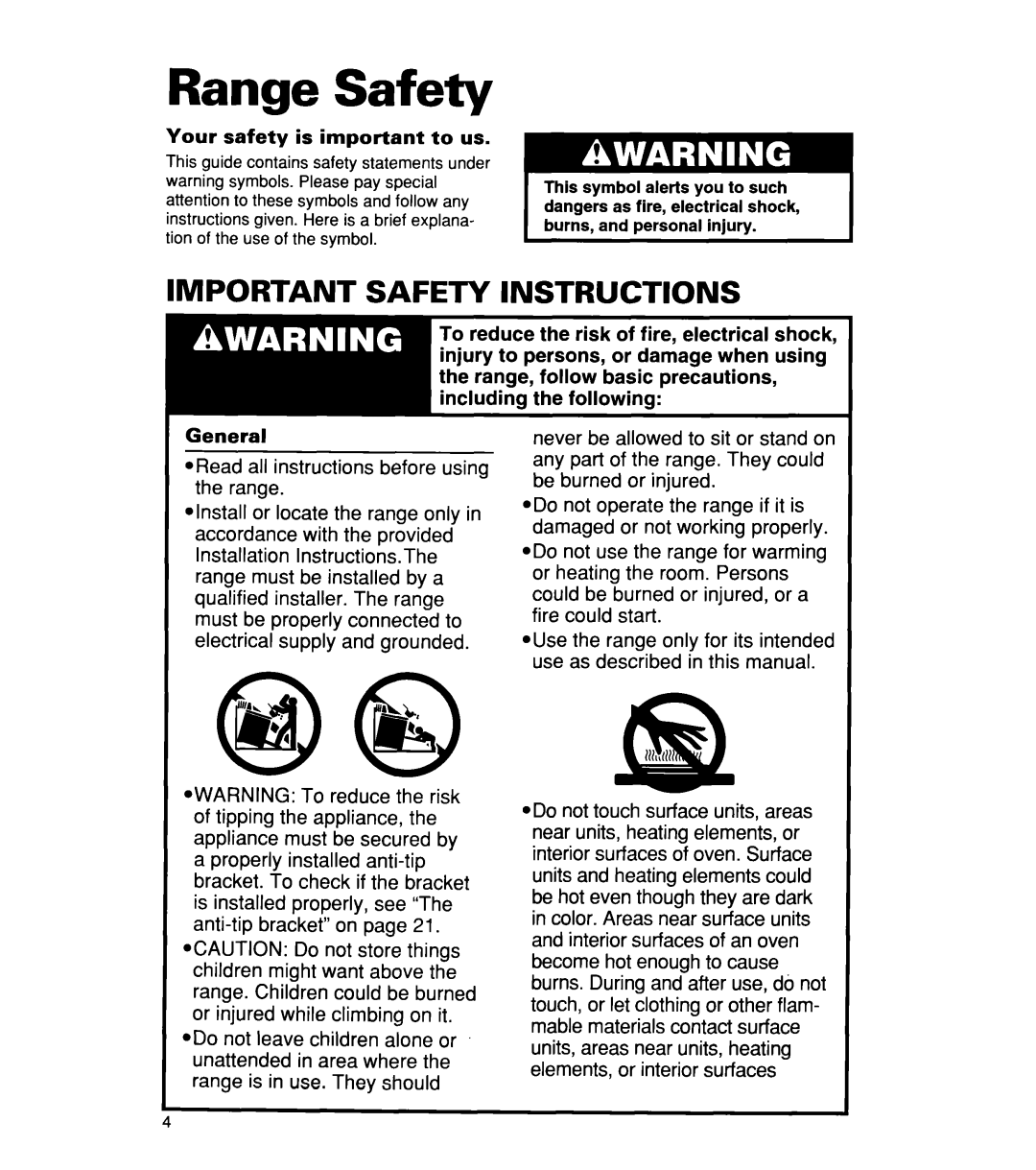 Whirlpool RF364PXD manual Range Safety, Your safety is important to us 