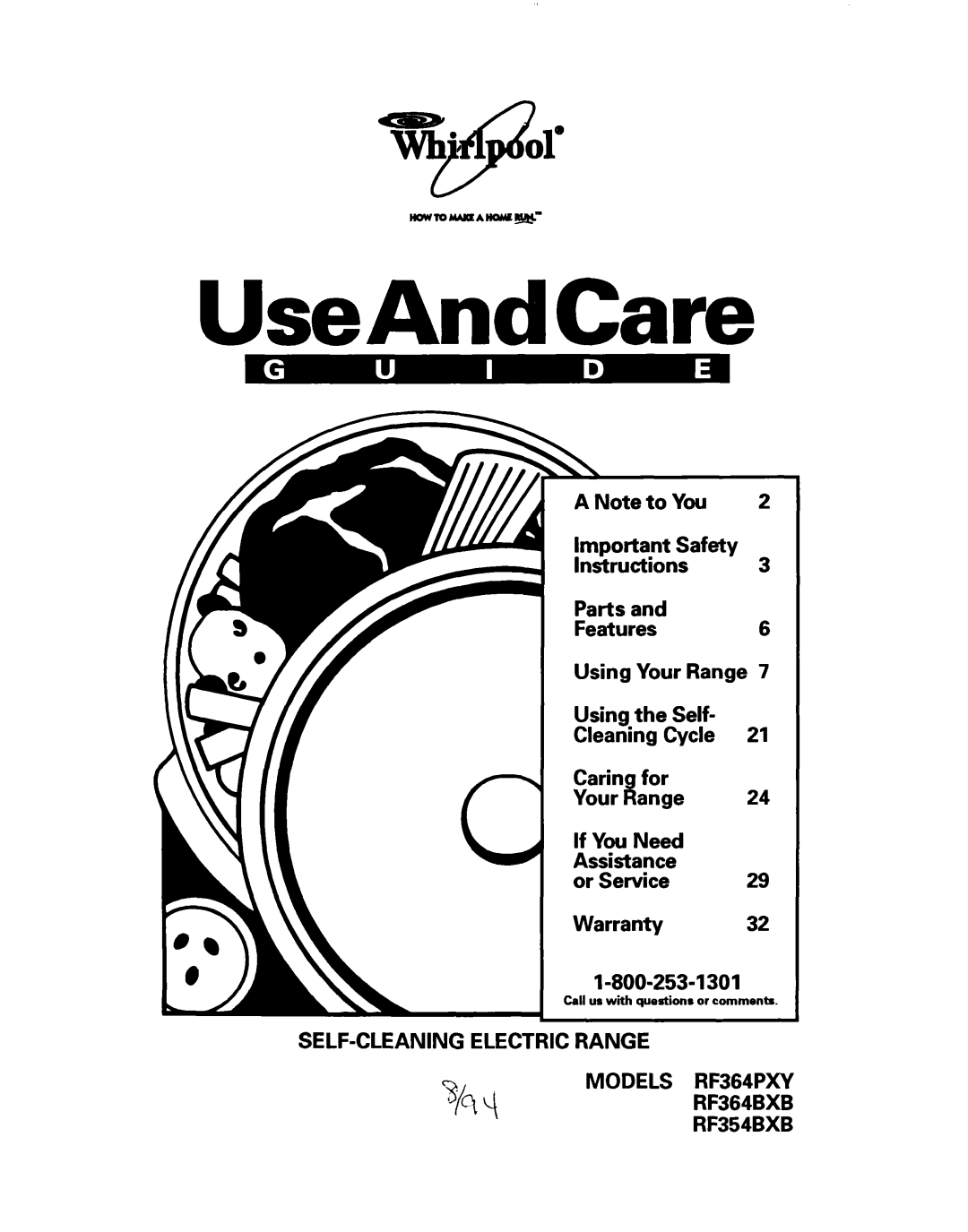 Whirlpool RF364BXB, RF364PXY important safety instructions UseAndCare, A Note to You Important Safety Instructions 