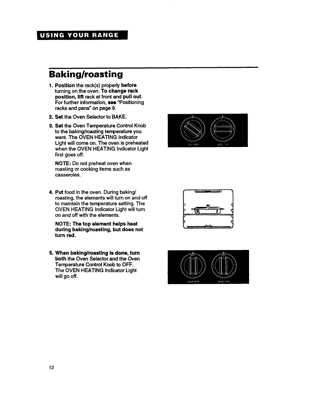 Whirlpool RF364PXY, RF364BXB, RF354BXB important safety instructions Baking/roasting 