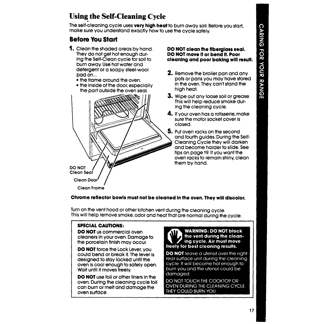 Whirlpool RF365BXP manual Using the Self-Cleaning Cycle, Before You Start 