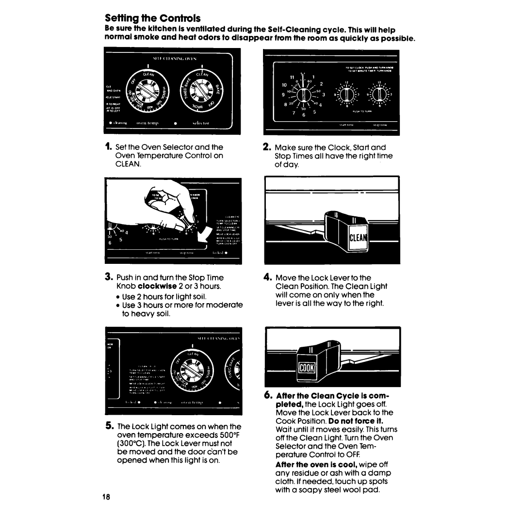 Whirlpool RF365BXP manual Setting the Controls, Clean 