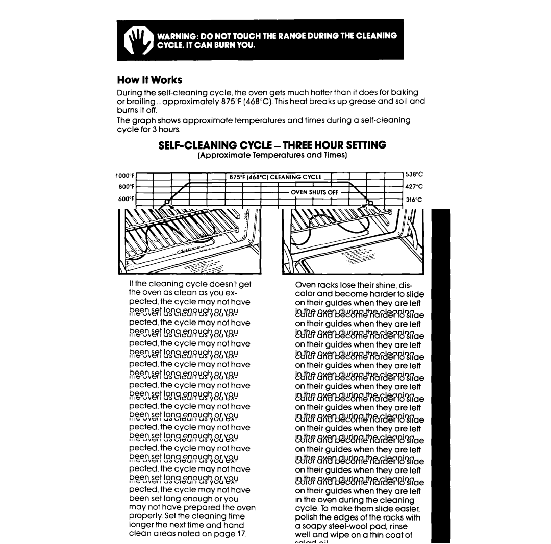 Whirlpool RF365BXP manual How It Works, SELF-CLEANING Cycle Threehour Seiting 