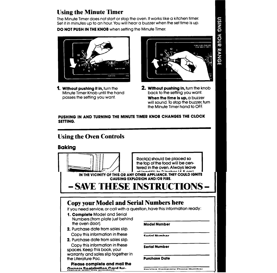 Whirlpool RF365BXP manual Using the Minute Timer, Using the Oven Controls, Baking, When the time Is up, a buzzer, On next 