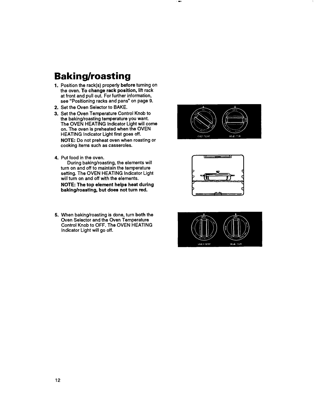 Whirlpool RF365BXY important safety instructions Baking/roasting 