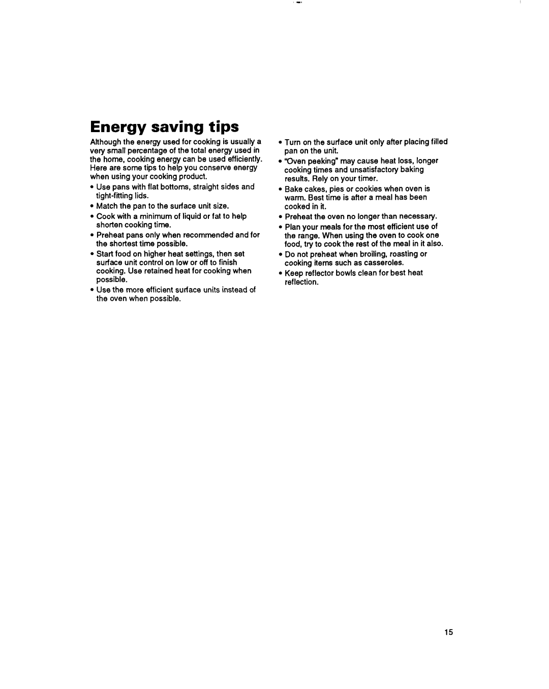 Whirlpool RF365BXY important safety instructions Energy saving tips 