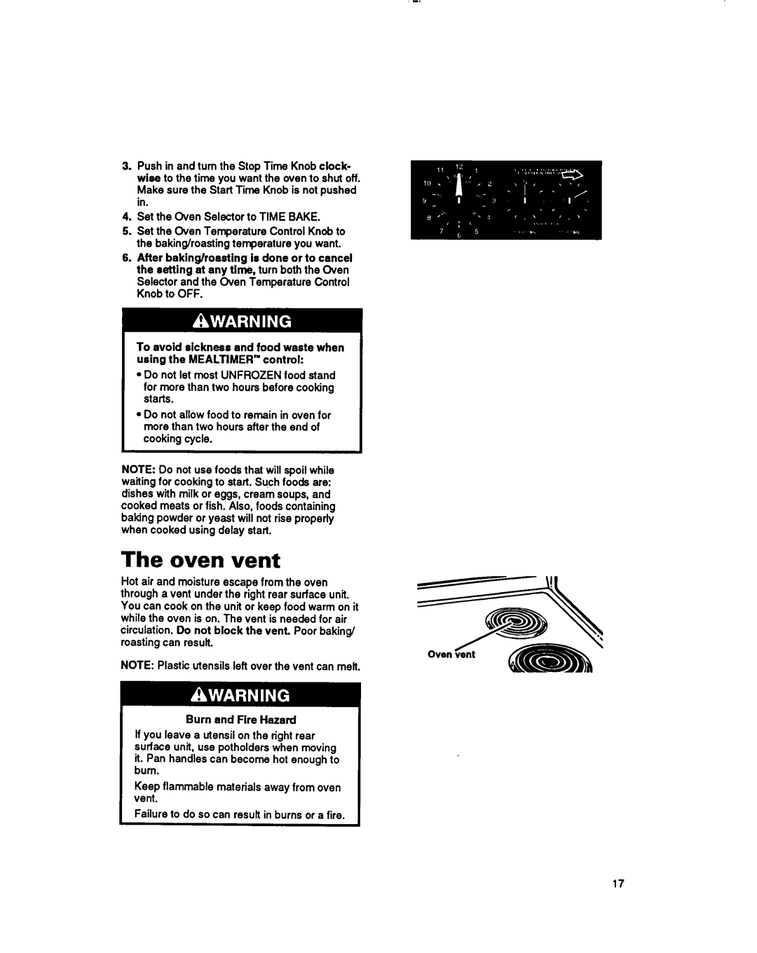 Whirlpool RF365BXY important safety instructions Oven vent 