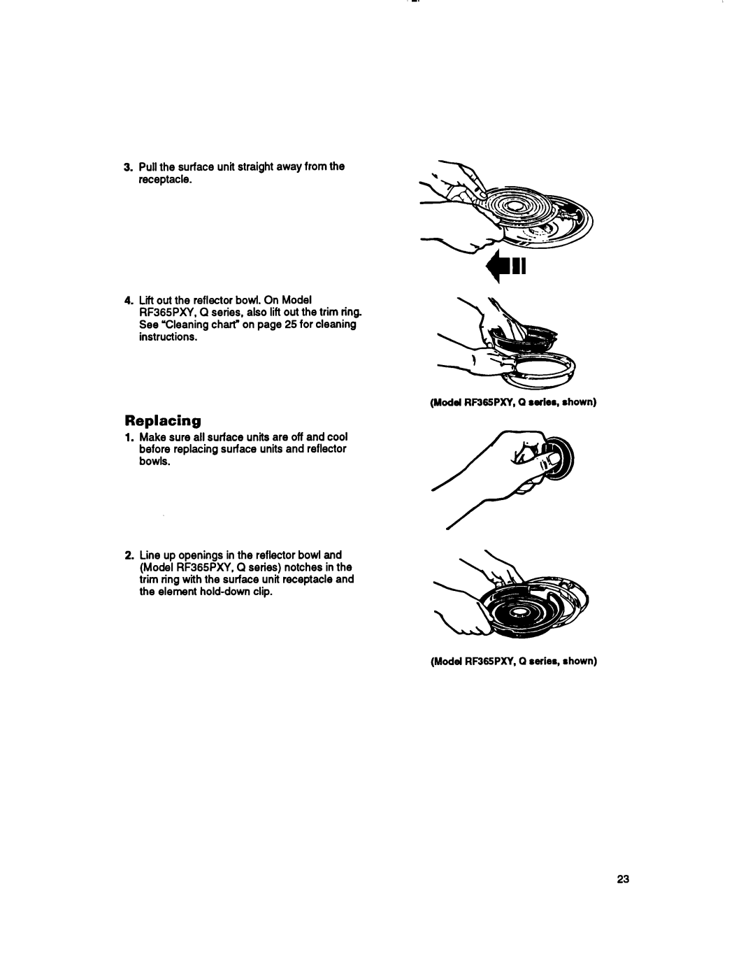 Whirlpool RF365BXY important safety instructions Replacing 