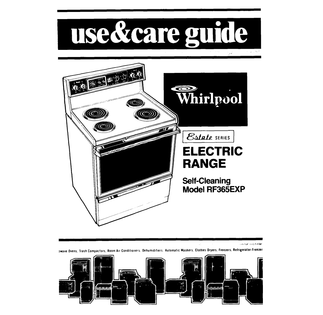 Whirlpool RF365EXP manual Electric Range 