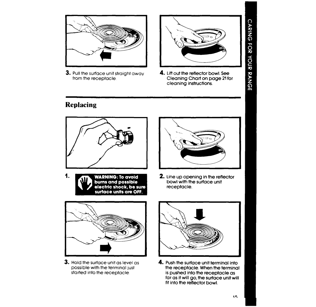 Whirlpool RF365EXP manual Replacing 