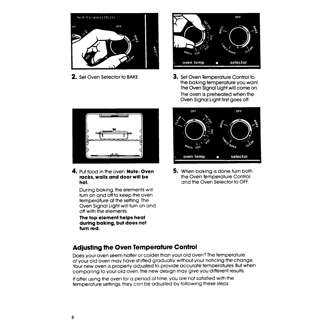 Whirlpool RF365EXP manual Oven Temperature Control 