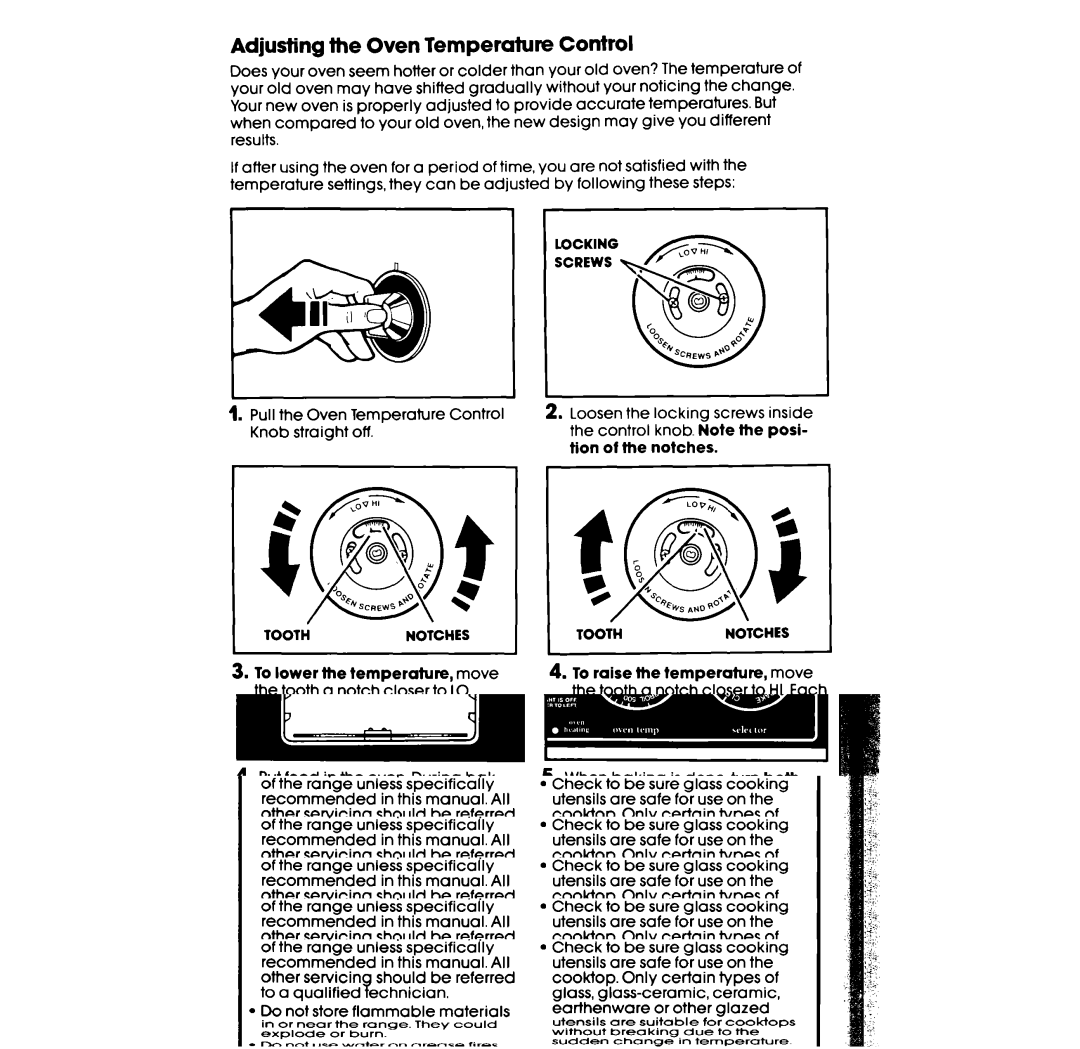 Whirlpool RF365PXW manual Adjusting the Oven Temperature Control 