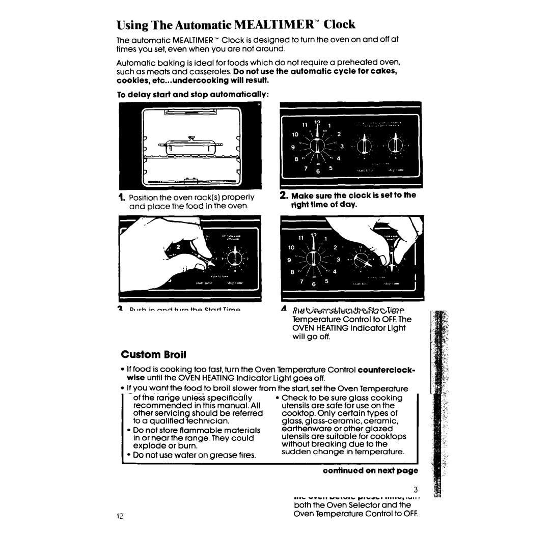 Whirlpool RF365PXW manual Using The Automatic MEALTIMER’ Clock 