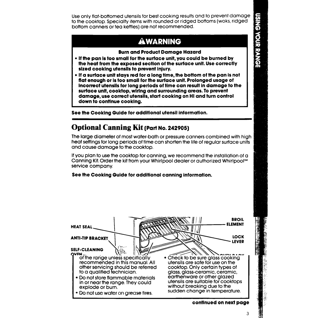 Whirlpool RF365PXW manual Optional Canning Kit Part no 