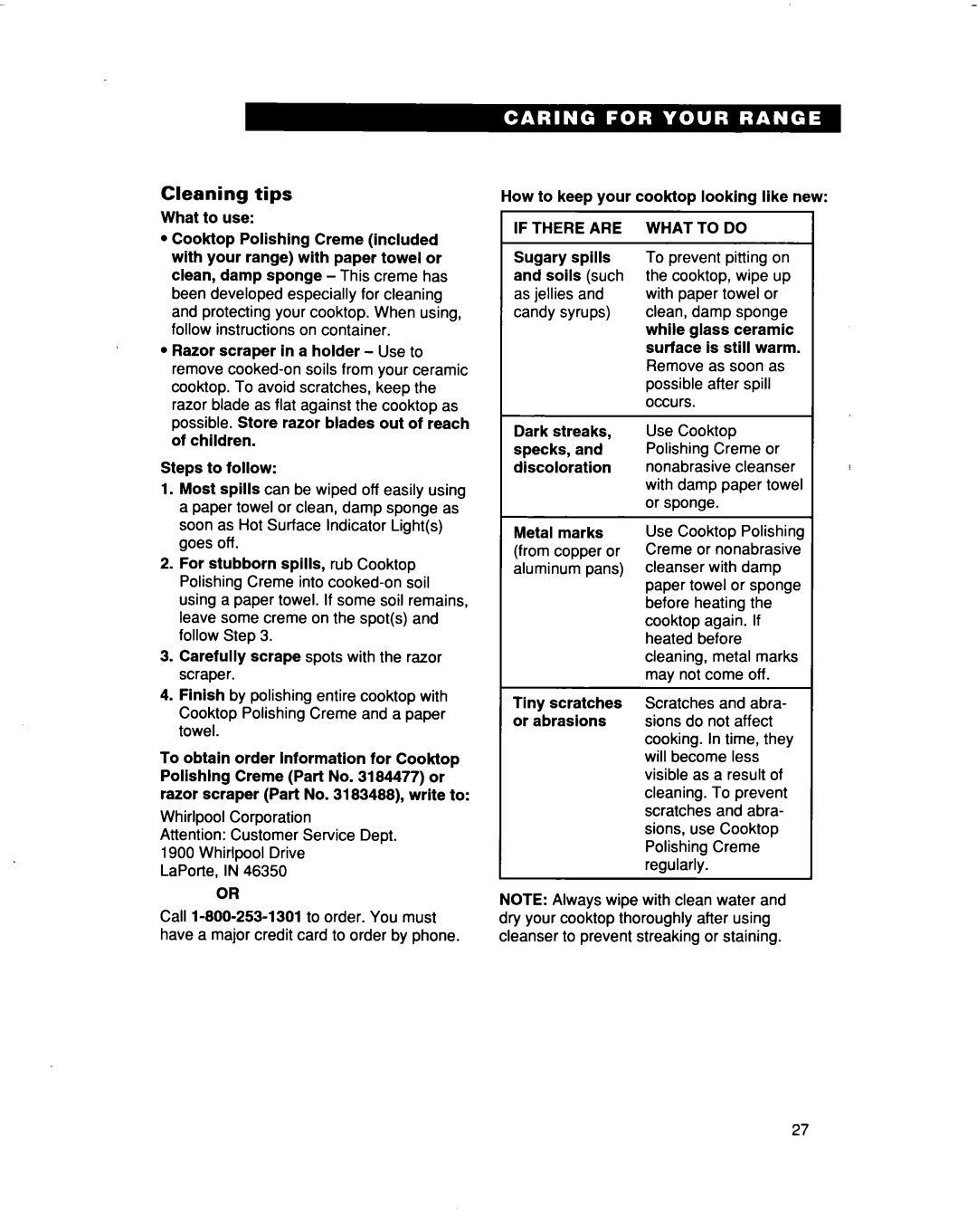 Whirlpool RF366PXD, RF366BXD warranty Cleaning tips, If There are, What to do 