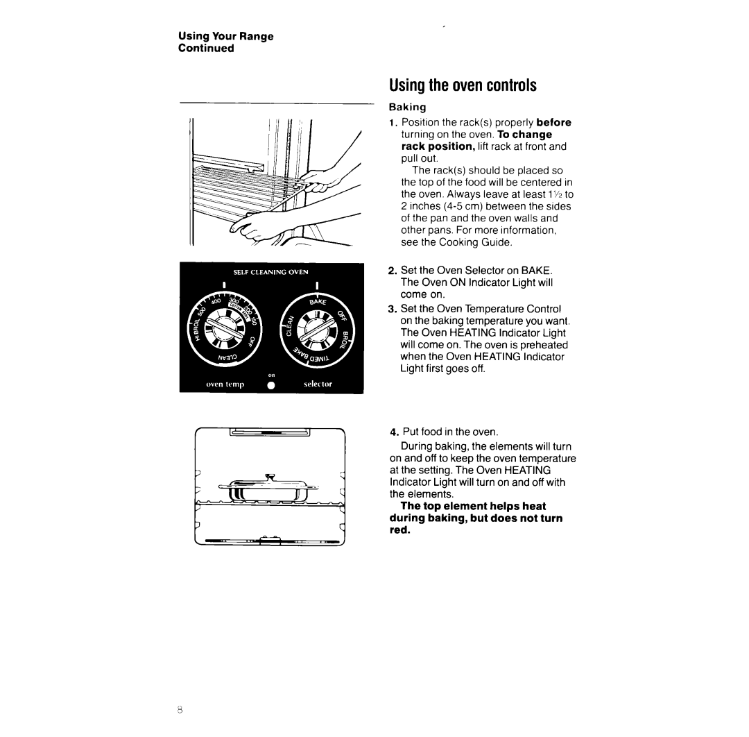 Whirlpool RF366BXV manual Usingthe ovencontrols, Using Your Range 