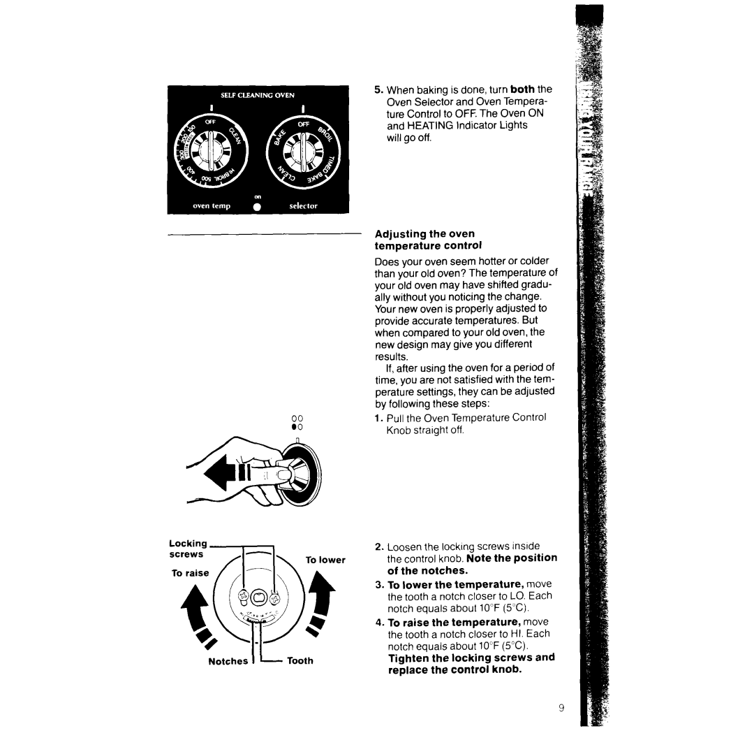 Whirlpool RF366BXV manual Notches 1 Tooth, Locking Screws, Control Knob 