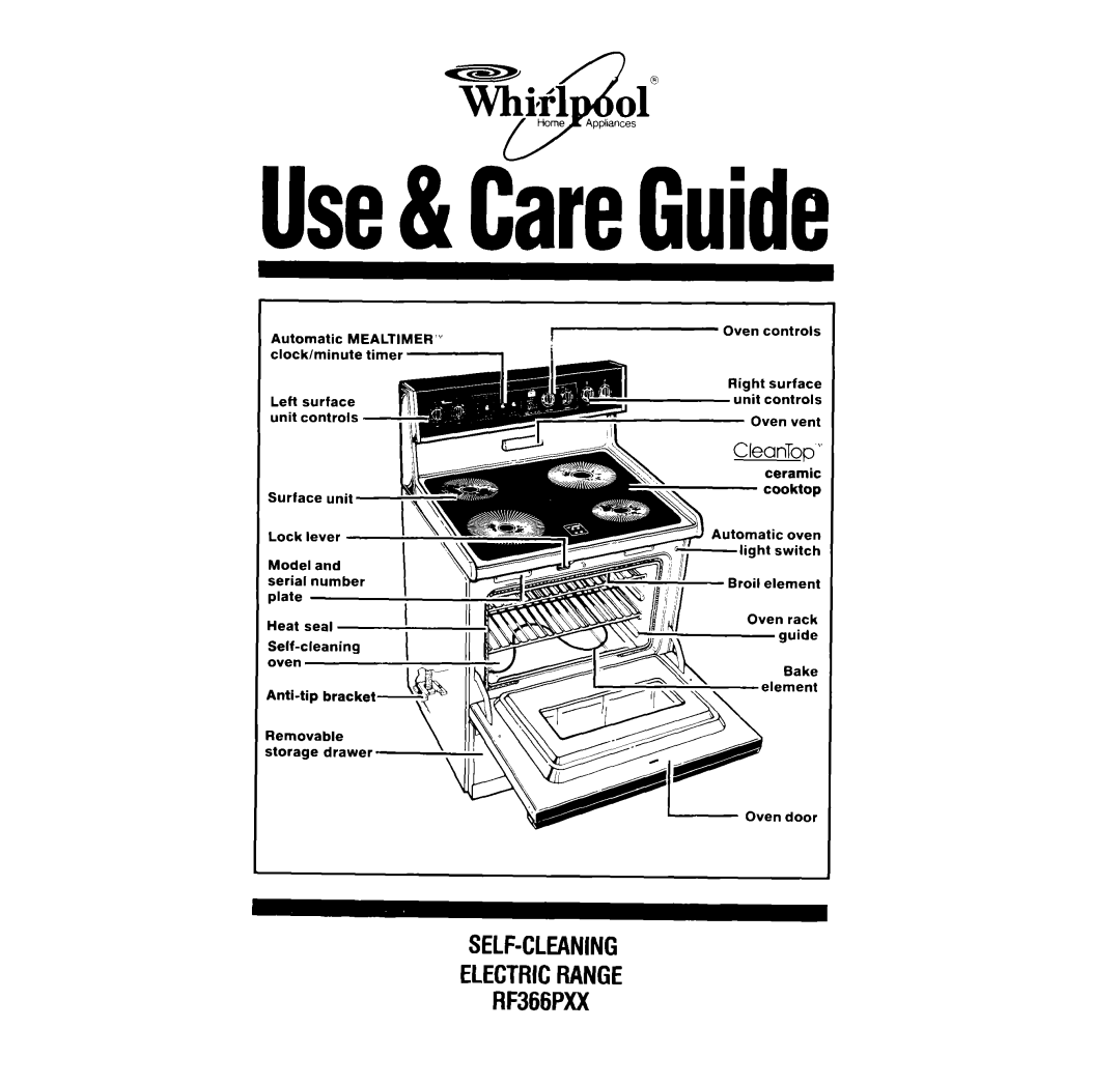 Whirlpool manual Use&CareGuide, YL+l of, SELF-CLEANINGELECTRICRANGE RF366PXX, Right surface unit controls 