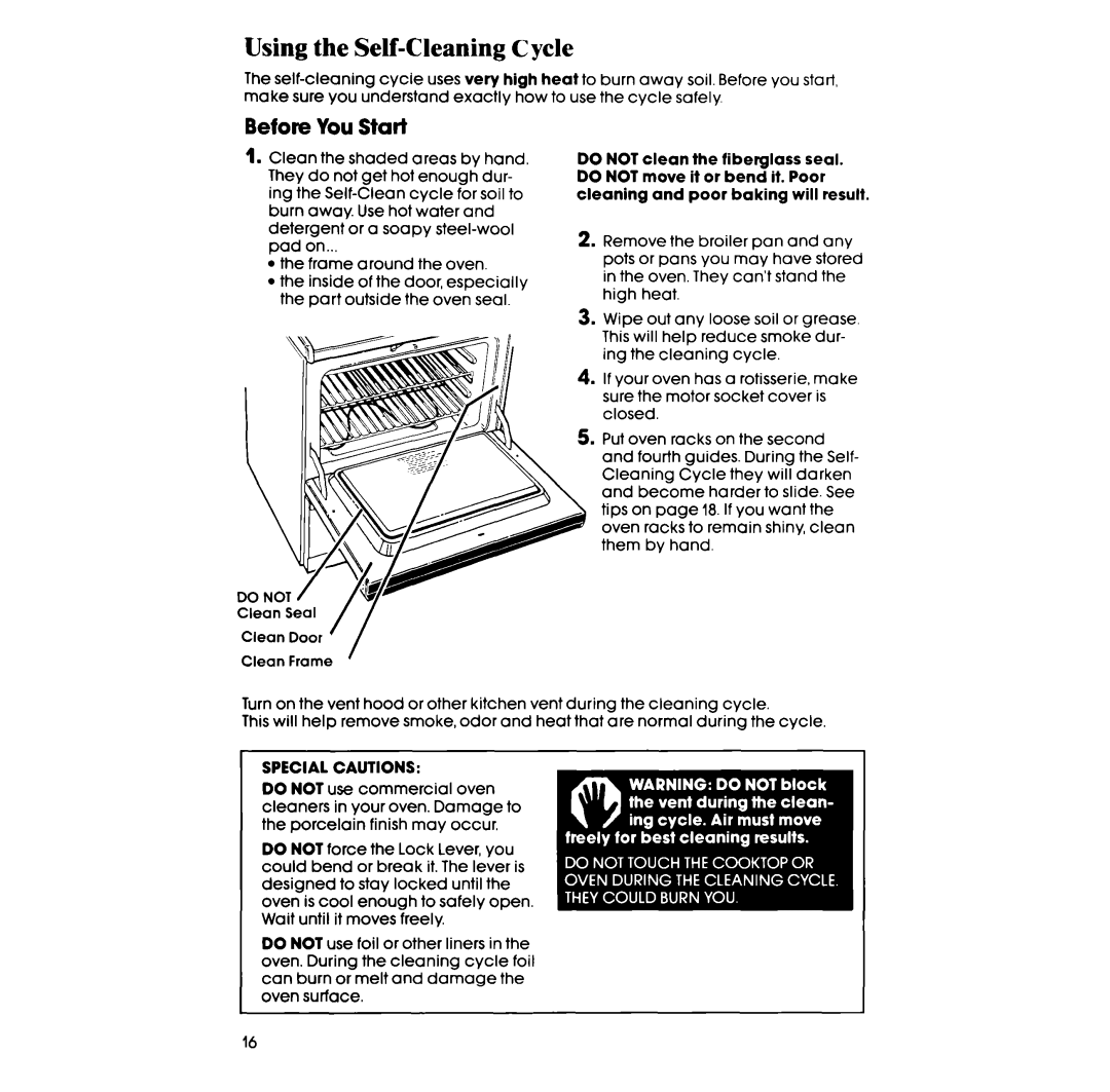 Whirlpool RF367BXP manual Using the Self-Cleaning Cycle, Before You Start 