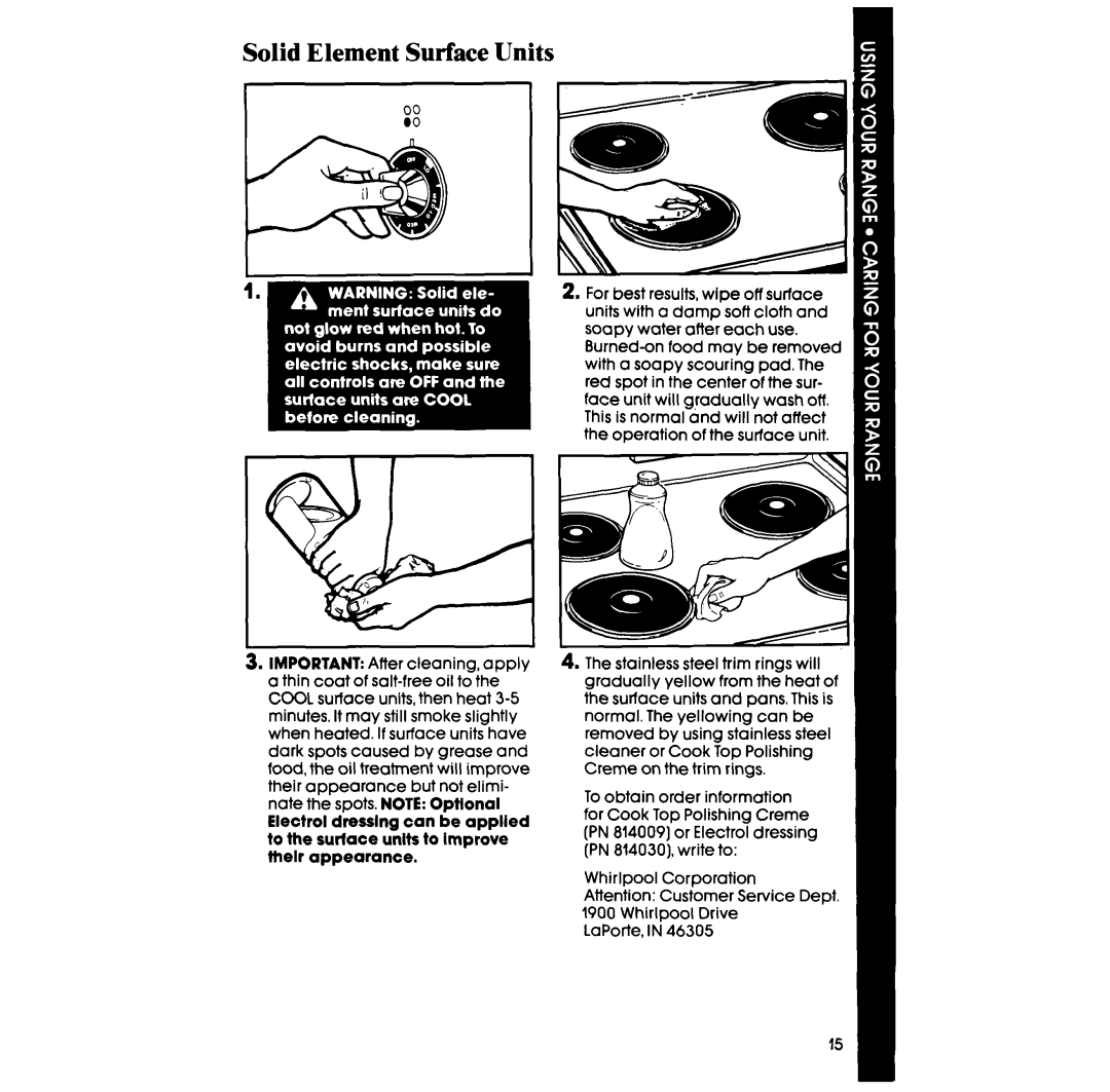 Whirlpool RF367BXV manual Solid Element Sur e Units 