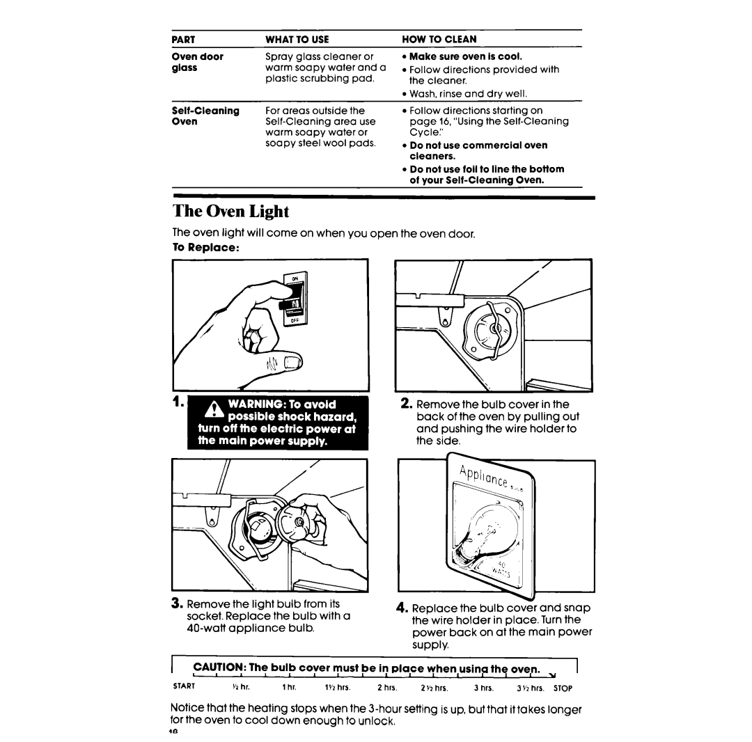 Whirlpool RF367BXV manual Oven Light 