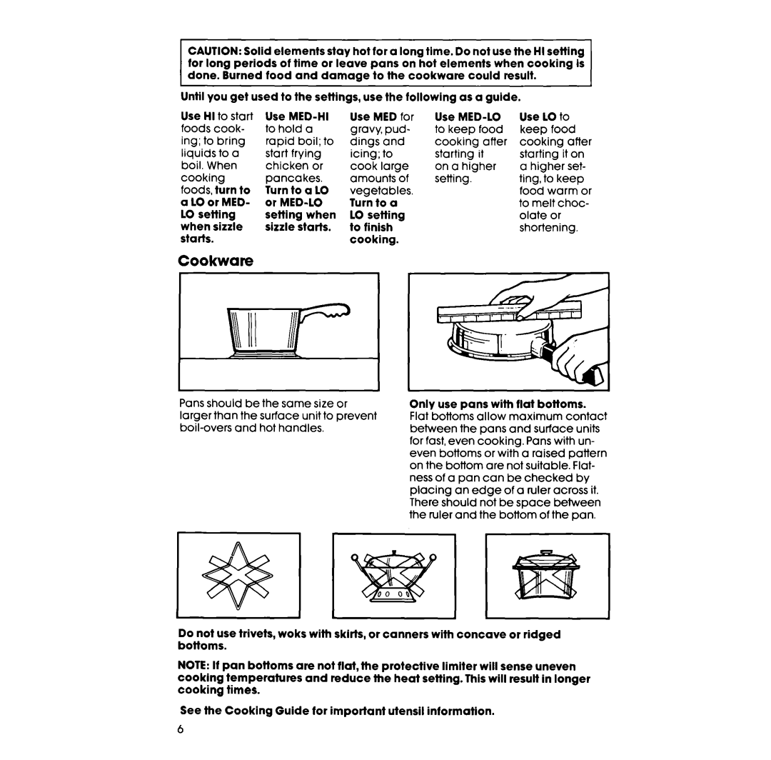 Whirlpool RF367BXV manual Cookware 