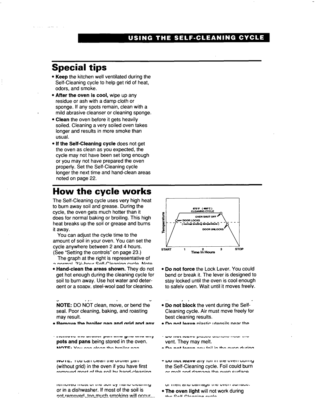 Whirlpool RF367PXD warranty Special tips, How the cycle works 