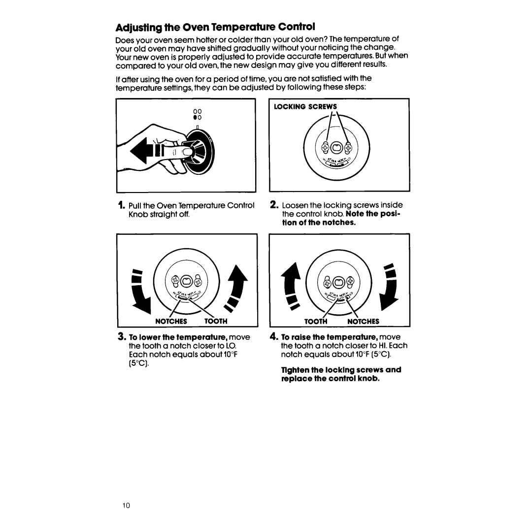 Whirlpool RF36OBXv manual Adjusting the Oven Temperature Control, Pull the Oven Temperature Control Knob straight off 