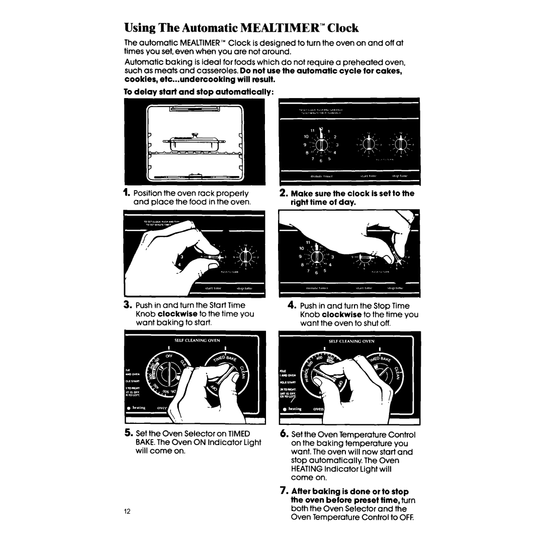 Whirlpool RF36OBXv manual Using The Automatic MEALTIMER’ Clock 