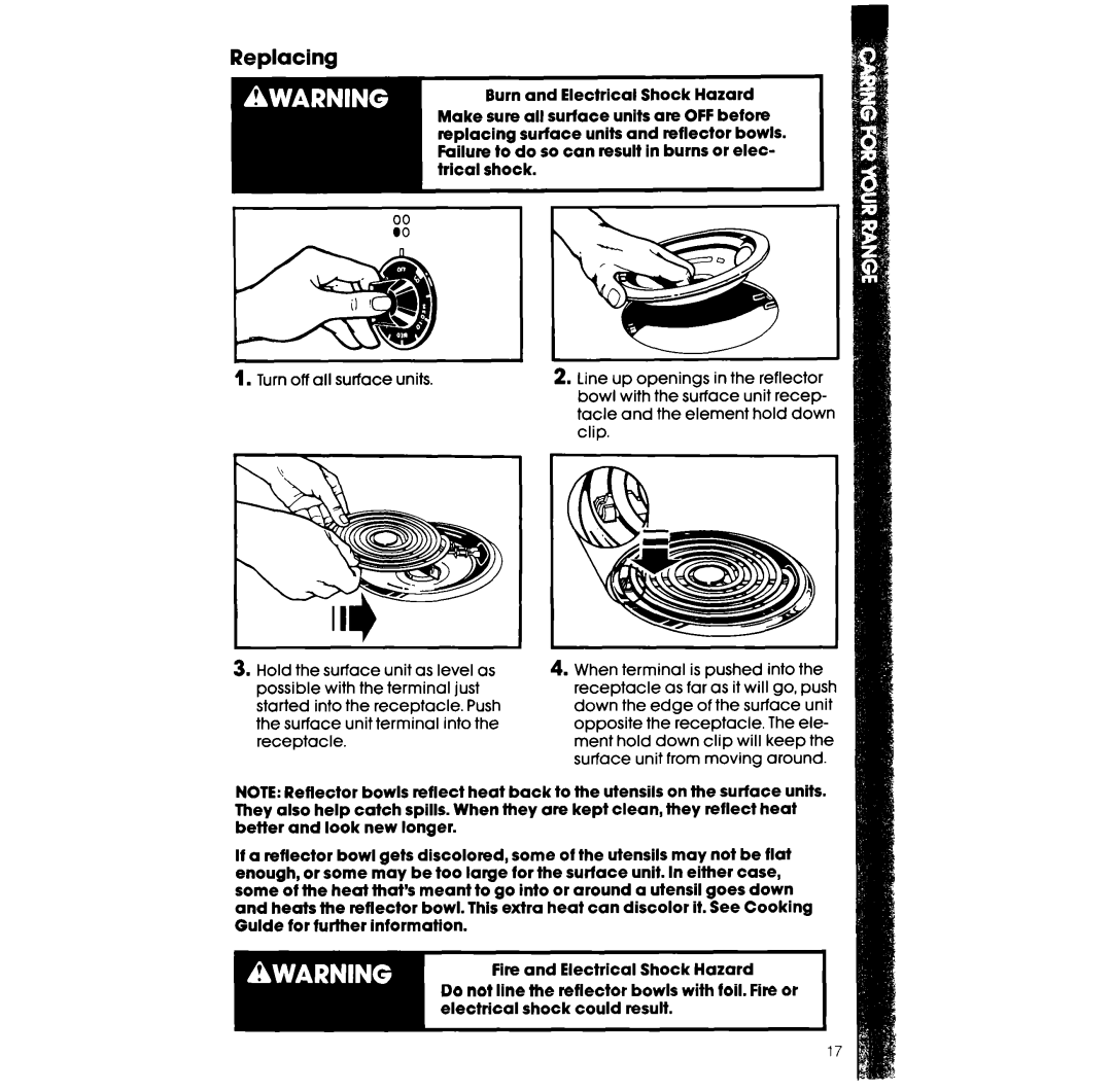 Whirlpool RF36OBXv manual Replacing 