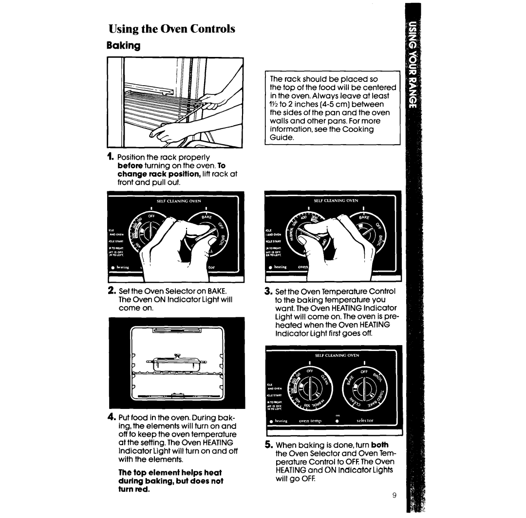 Whirlpool RF36OBXv manual Using the Oven Controls, Baking 