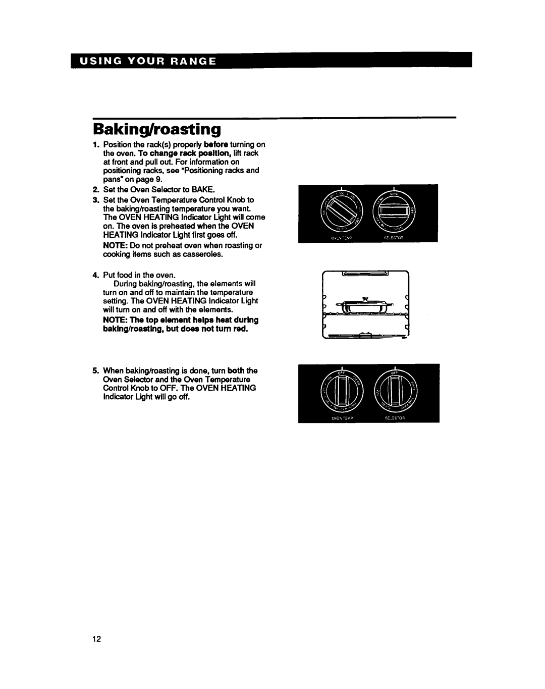 Whirlpool RF36OOXY manual Baking/roasting, Put food in the oven 