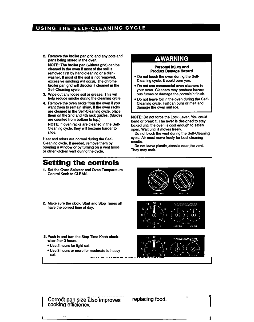 Whirlpool RF36OOXY manual Setting the controls 