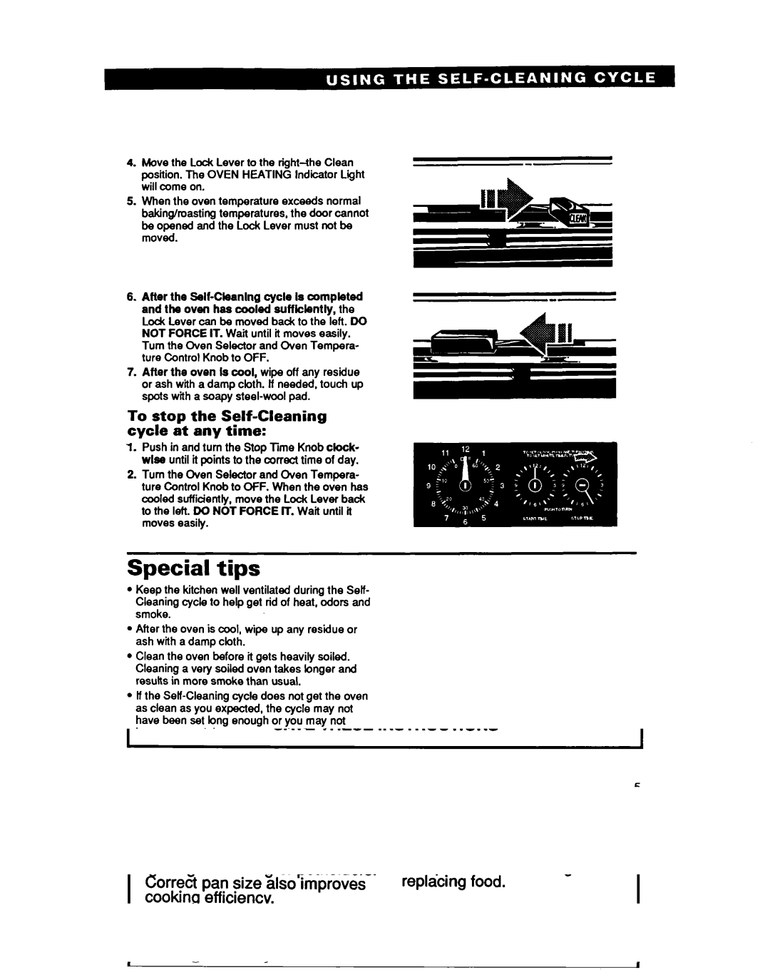 Whirlpool RF36OOXY manual Special tips, To stop the Self-Cleaning cycle at any time 