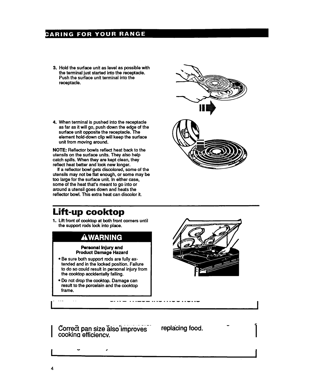 Whirlpool RF36OOXY manual Lift-up cook-top 