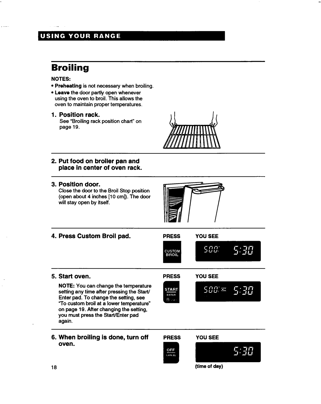 Whirlpool RF375PXD, RF370PXD, RF362BBD manual Broiling 