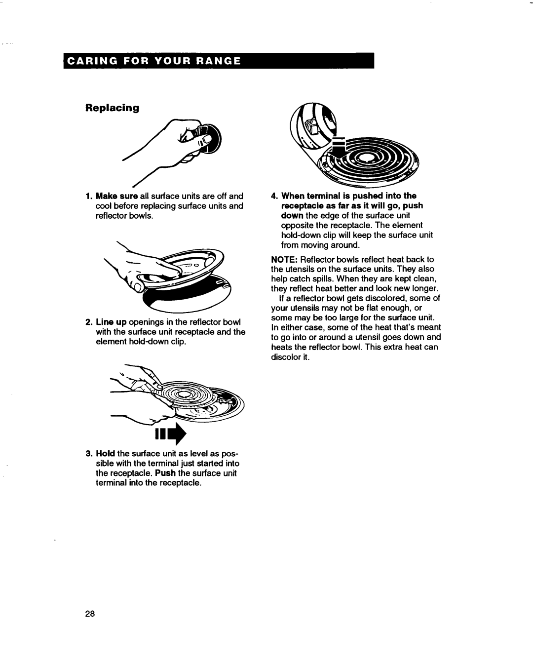 Whirlpool RF370PXD, RF375PXD, RF362BBD manual Replacing 