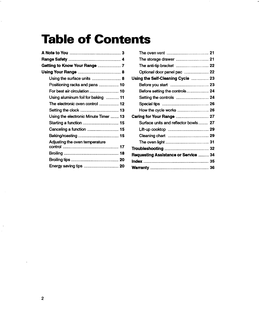 Whirlpool RF362BBD, RF375PXD, RF370PXD manual Table of Contents, Cycle 