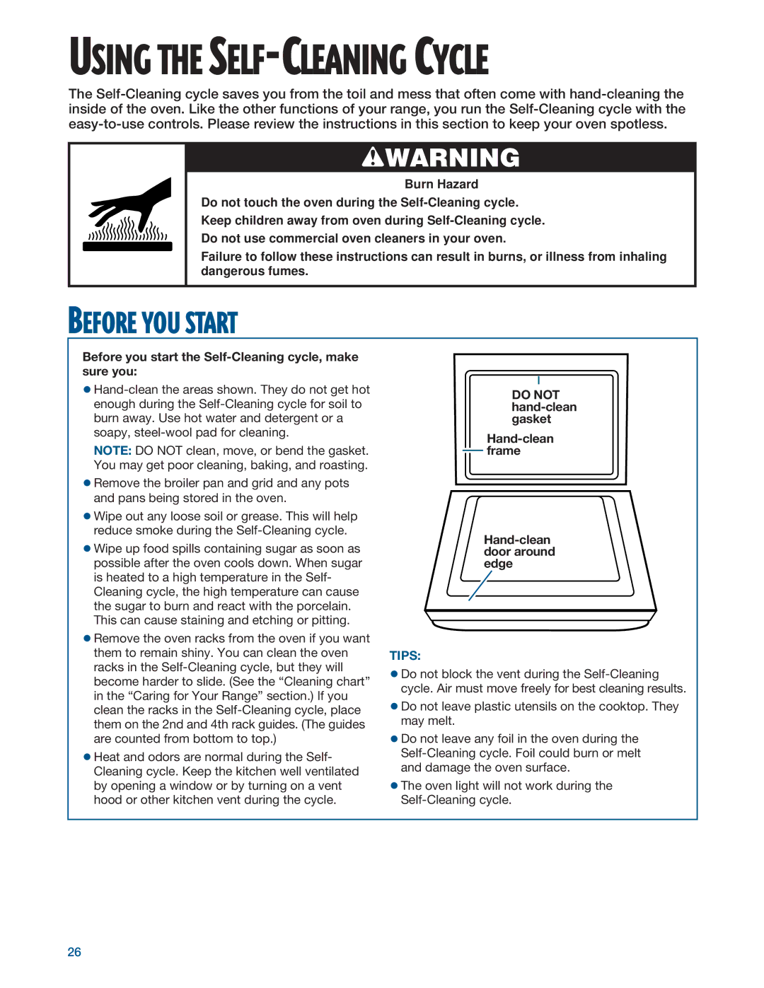 Whirlpool RF375PXE, RF376PXE manual Before YOU Start, Before you start the Self-Cleaning cycle, make sure you 