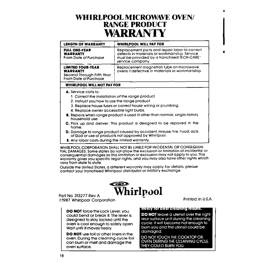 Whirlpool RF375PXP manual ~irl~ool 