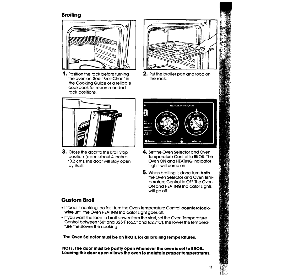 Whirlpool RF365BXW, RF375PXW manual Broiling, Custom Broil 