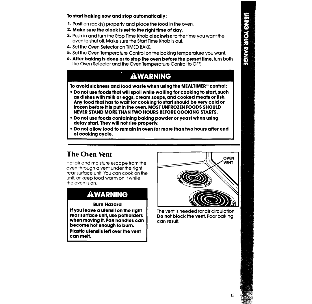 Whirlpool RF365BXW, RF375PXW manual Oven Vent 