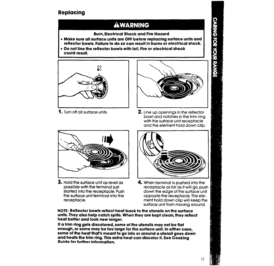 Whirlpool RF365BXW, RF375PXW manual Replacing 