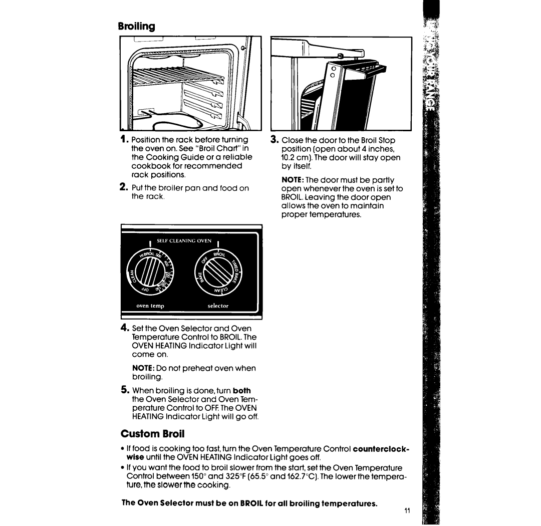 Whirlpool RF365PXX, RF375PXX, RF36lPX.X manual Broiling, Custom Broil 