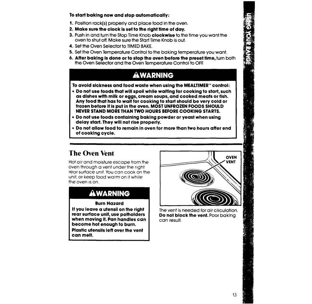 Whirlpool RF36lPX.X, RF375PXX, RF365PXX manual Oven Vent 