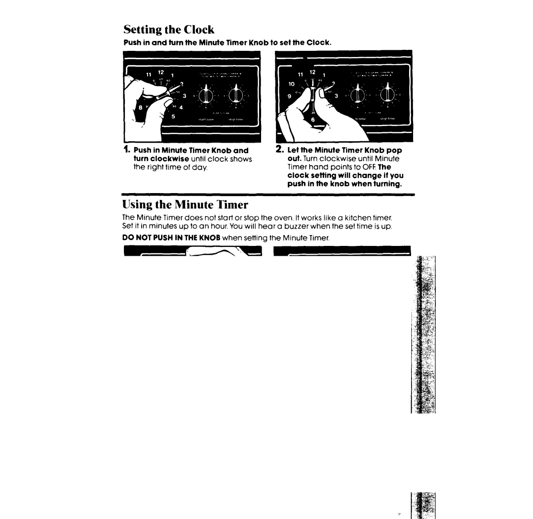 Whirlpool RF365PXX, RF375PXX, RF36lPX.X manual Setting the Clock, Using the Minute Timer 