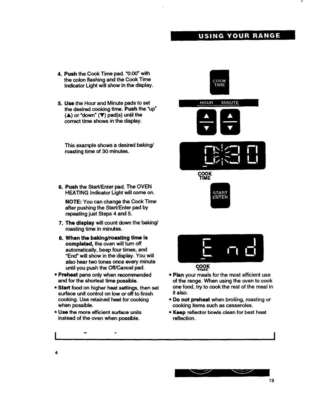 Whirlpool RF375PCY, RF375PXY, RF362BXB manual Display will count down the baking roasting time in minutes 