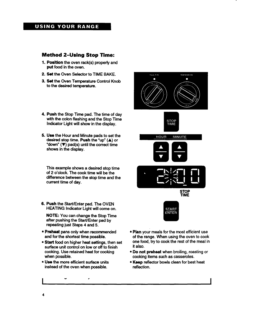 Whirlpool RF362BXB, RF375PXY, RF375PCY manual Method Z-Using Stop Time 