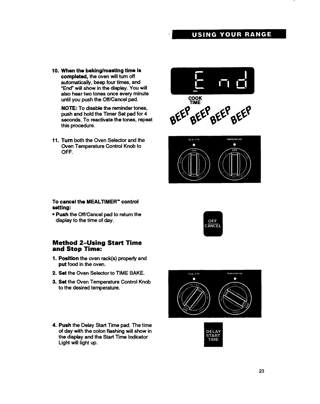 Whirlpool RF362BXB, RF375PXY, RF375PCY manual Method Z-Using Start Time and Stop Time 