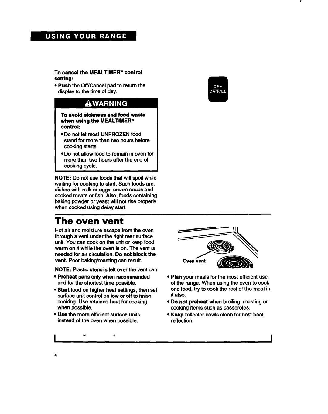 Whirlpool RF375PCY, RF375PXY, RF362BXB manual Oven vent 